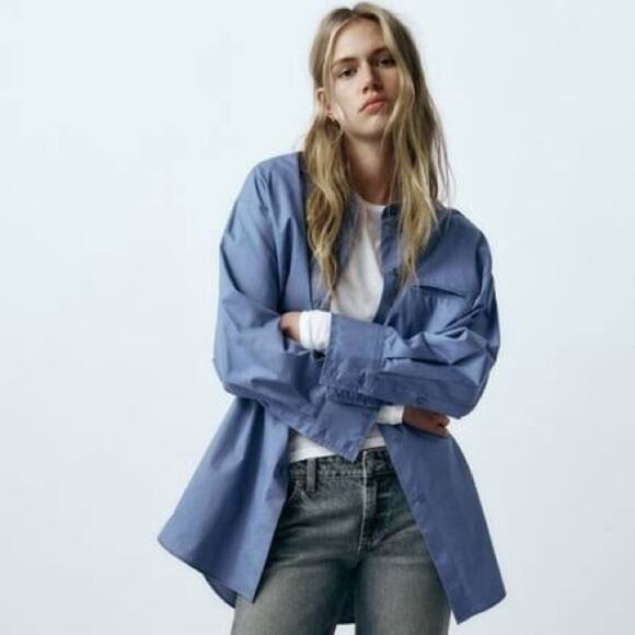 ZARA OVERSIZED TRENCH COAT SHIRT - Picture 1 of 11